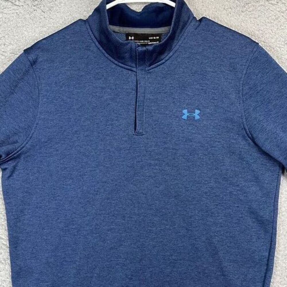 Under Armour Sweater Adult Medium Cold Gear Blue Fleece Pullover Sweatshirt Mens